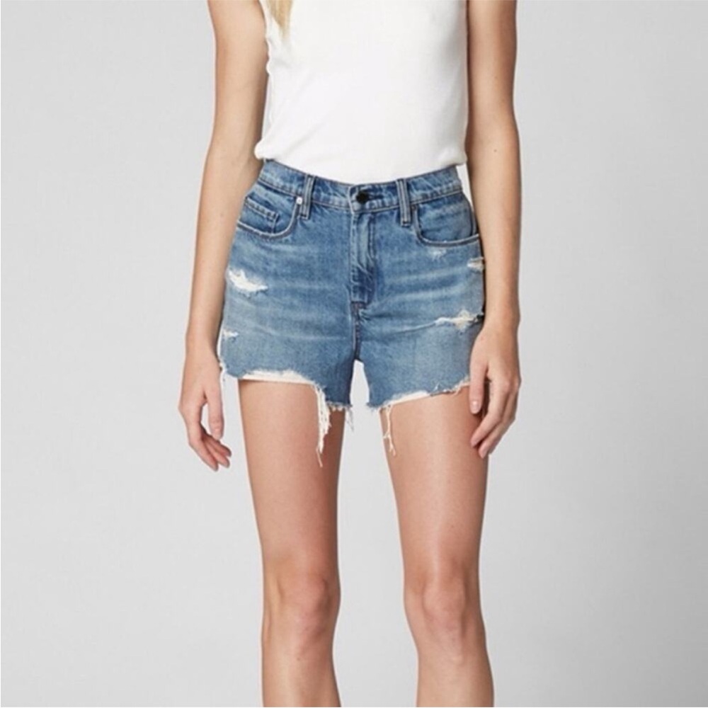 Blank NYC The Barrow High Rise Blue Denim Cut Off Jean Shorts Womens Size 27